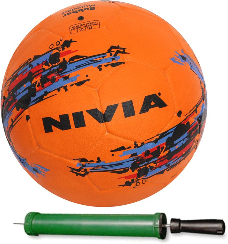 NIVIA Storm Ball Size-5 Football With Pump Football - Size: 5(Standard, Pack of 1, Red, White, Orange, Grey, Yellow)