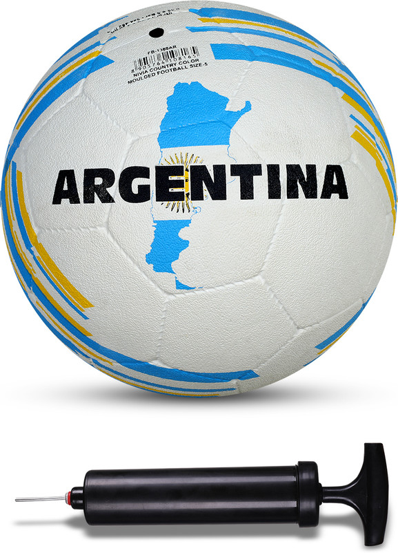 NIVIA Combo Country Color (Argentina) Moulded Football With Ball Pump Football - Size: 5(Standard, Pack of 2, Multicolor)