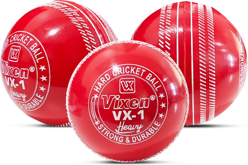 Vixen Heavy Hard Cricket Training Ball(Standard, Pack of 3, Red)