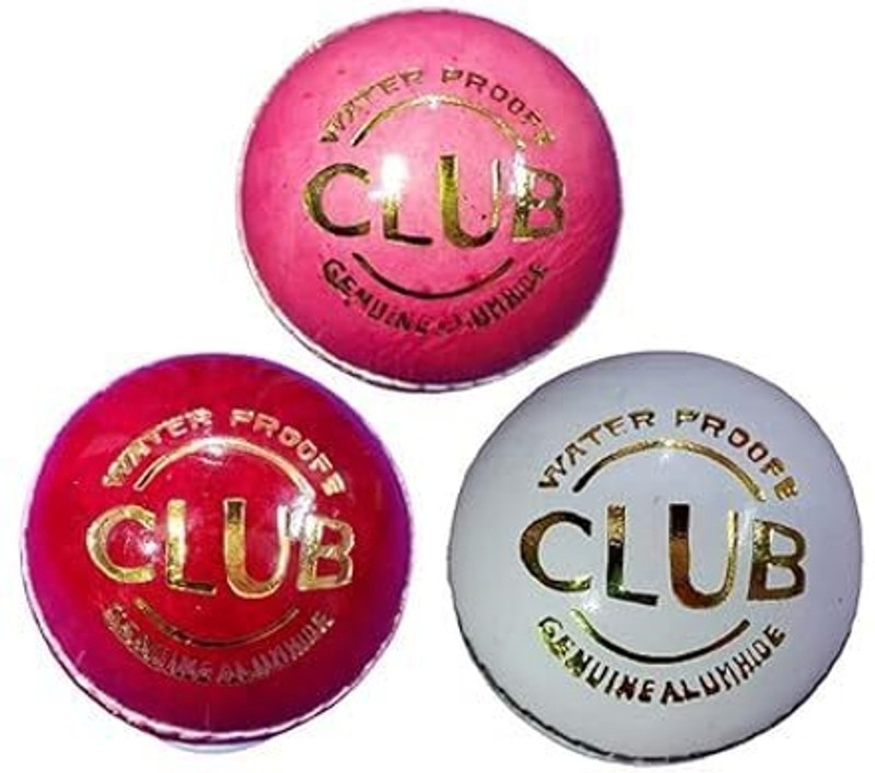 RASTOGI TRADERS Club Cricket Leather Pink Ball Waterproof Ball for All Match Format Cricket Leather Ball(Standard, Pack of 3)