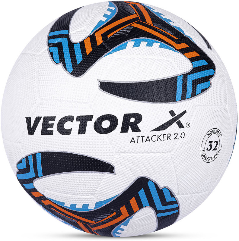 VECTOR X Attacker 2.0 + Pump 32 Panel Rubber Moulded+ Butyl Bladder Soccer 12+ age Match Football - Size: 5(Standard, Pack of 1)