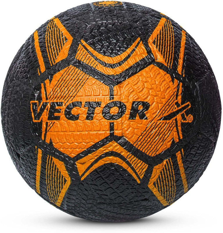 VECTOR X Street Soccer 32 Panel Rubber Moulded+ Butyl Bladder For hard ground 12+ age Football - Size: 5(Standard, Pack of 1, Black, Orange)