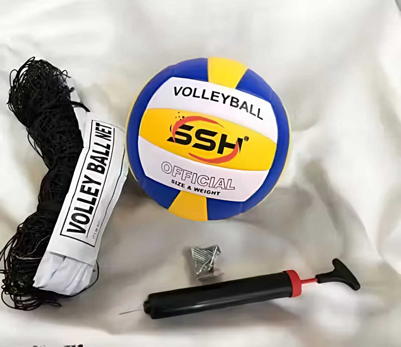 ASHI ENTERPRISES Prefectly PVC Volleyball With Air Pump And Nylon Net .( Pack Of 2 ) Multi-colour Volleyball - Size: 4(Standard, Pack of 3, Yellow)