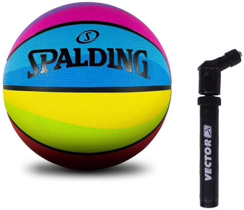 SPALDING Rainbow Basketball Size 7 with Pump Multicolor Basketball - Size: 7(Standard, Pack of 1, Multicolor)