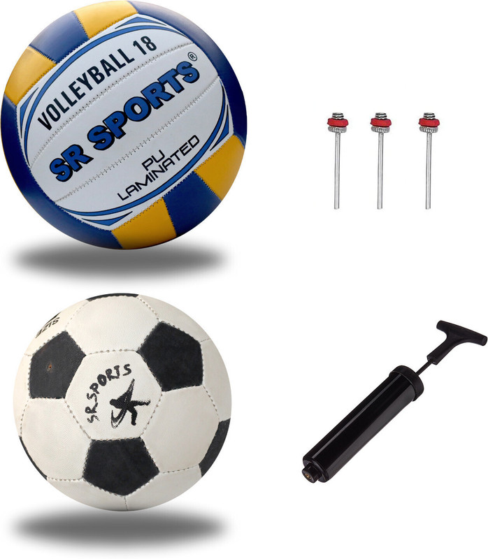 sr sports Football & Volleyball Net Pump Combo Set Football - Size: 5(Standard, Pack of 1, White, Black, Blue)