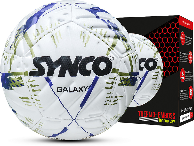 SYNCO Galaxy Embossed Football, 12 Panel Thermo Fusion Match Ball Football - Size: 5(Standard, Pack of 1, White)