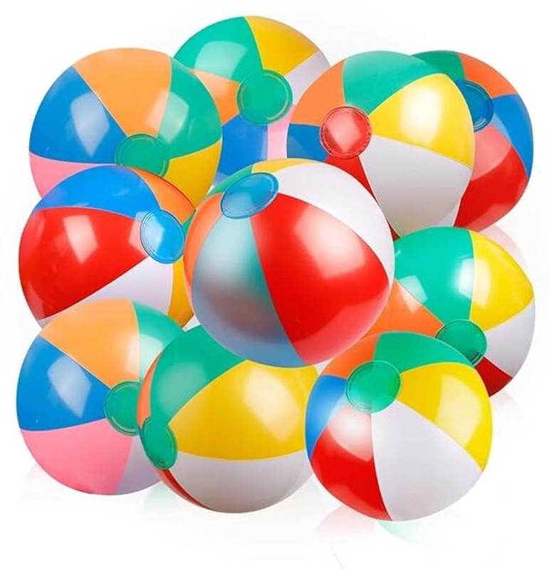 MRJV Inflatable Beach Balls - Classic Rainbow Colors, 8-12 Inches, Set of 10 Baseball(Kids, Pack of 10, Multicolor)