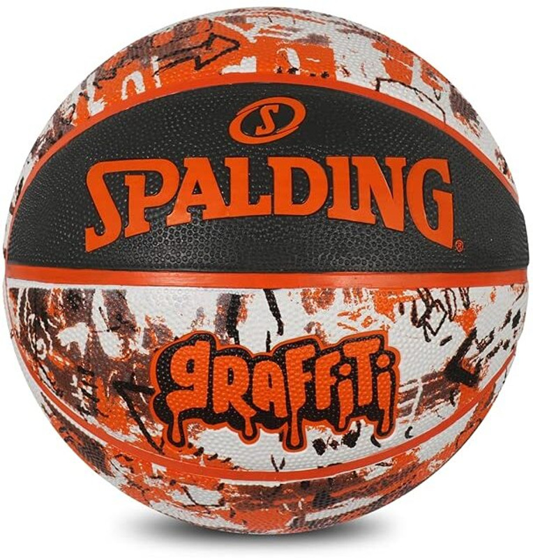 SPALDING Graffiti Rubber Basketball - Size: 7(Standard, Pack of 1, Orange)