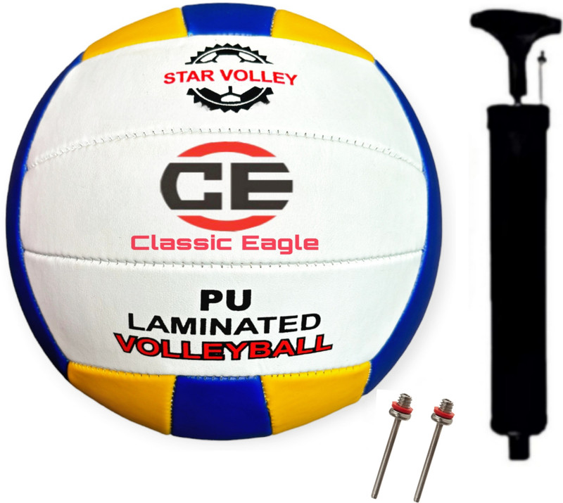 Classic Eagle PVC machine Stitched Volleyball Size -4 With pump Official Size & weight Volleyball - Size: 4(Standard, Pack of 1, Multicolor)