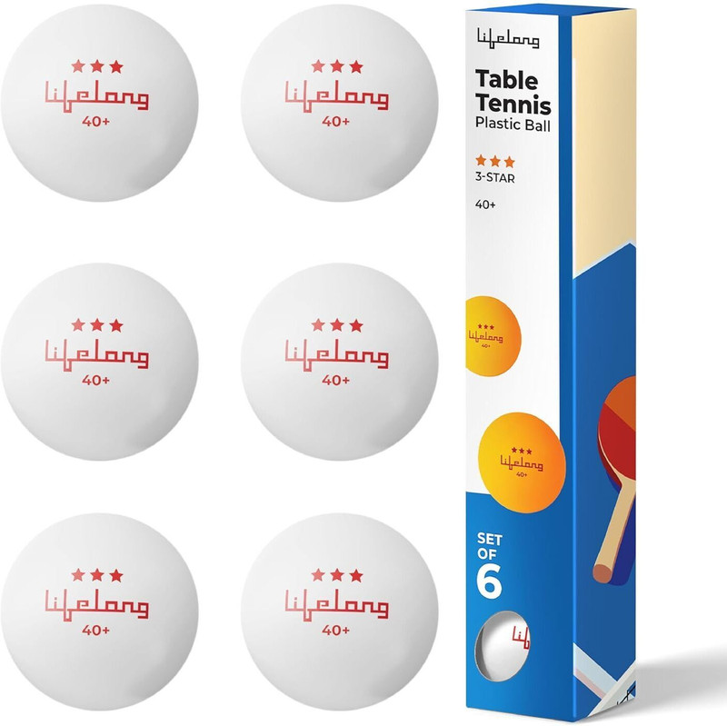 Lifelong Table Tennis Balls - 40+ 3 Star ABS Plastic TT Balls for Professional Match Table Tennis Ball(Standard, Pack of 6, White)