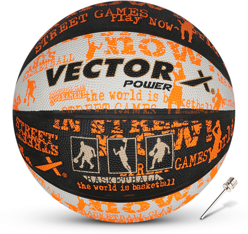 VECTOR X POWER-BLACK-WHITE-ORANGE-5 Basketball - Size: 5(Kids, Pack of 1, Multicolor)