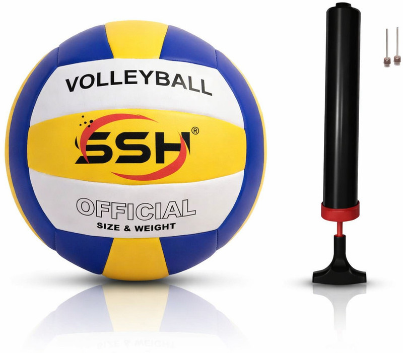 SSH Premium Quality Volleyball with Air Pump | Outdoor & Indoor Ball set with 2 pin Volleyball - Size: 4(Standard, Pack of 1, Multicolor)
