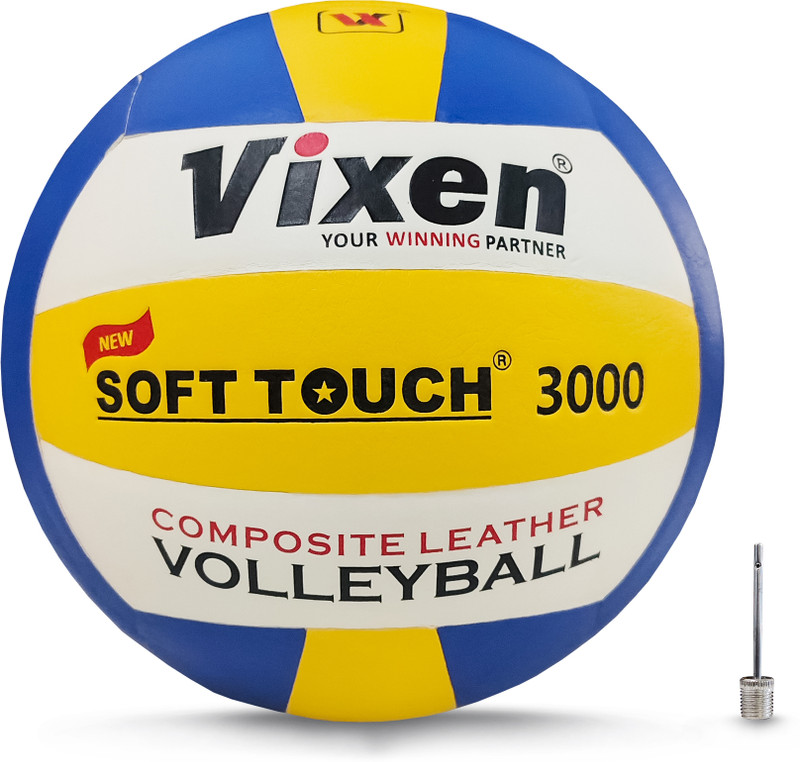 Vixen Soft Touch 3000 Volleyball - Size: 4(Standard, Pack of 1, Blue, Yellow)