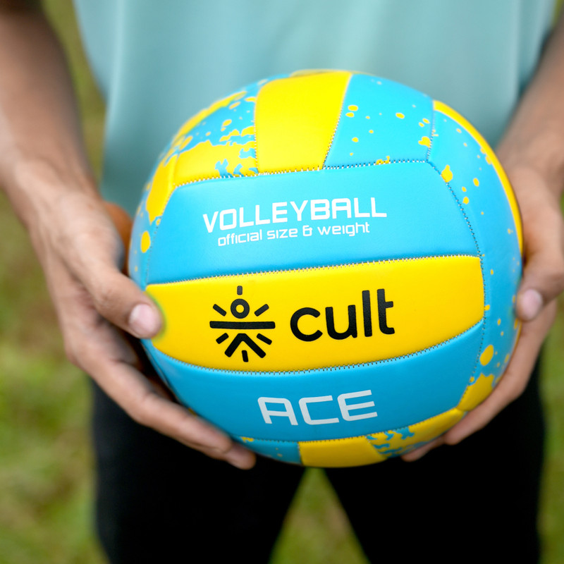 Cult Volleyball ACE Blue Yellow Durable Design for Indoor Outdoor Volleyball - Size: 4(Standard, Pack of 1, Blue)