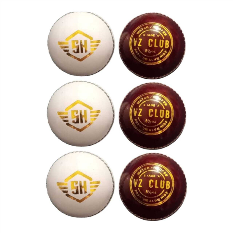 SNEHA handicraft White & Red Cricket Leather Ball 2 Piece Ball Geniune Quality Set of 6 Cricket Leather Ball(Standard, Pack of 6, Multicolor)