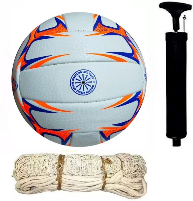 clark orange pu vinayak volleyball with DX6 net and pump Volleyball - Size: 4(Standard, Pack of 1)