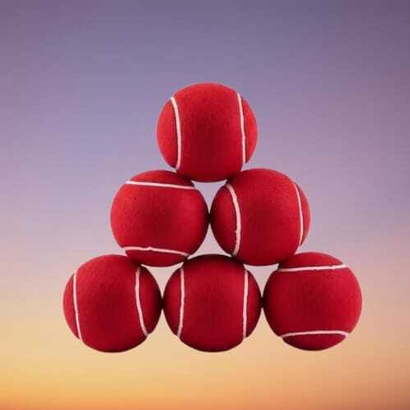 Pga Pack of 6 High-Visibility Red Cricket Tennis Balls Cricket Tennis Ball(Standard, Pack of 6, Red)