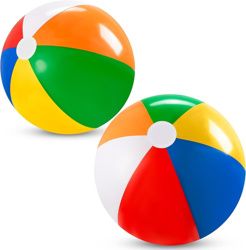 SNULOZA Inflatable Beach Balls - Classic Rainbow Colors, 8-12 Inches, Set of 2 Volleyball - Size: 5(Kids, Pack of 2, Multicolor)