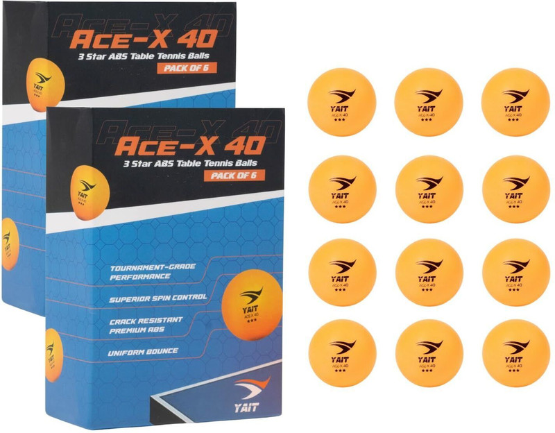 Yait Sports Ace-X 40 (Pack of 12) | 3-Star Table Tennis Balls | ITTF Standard | ABS Material Table Tennis Ball(Standard, Pack of 12)