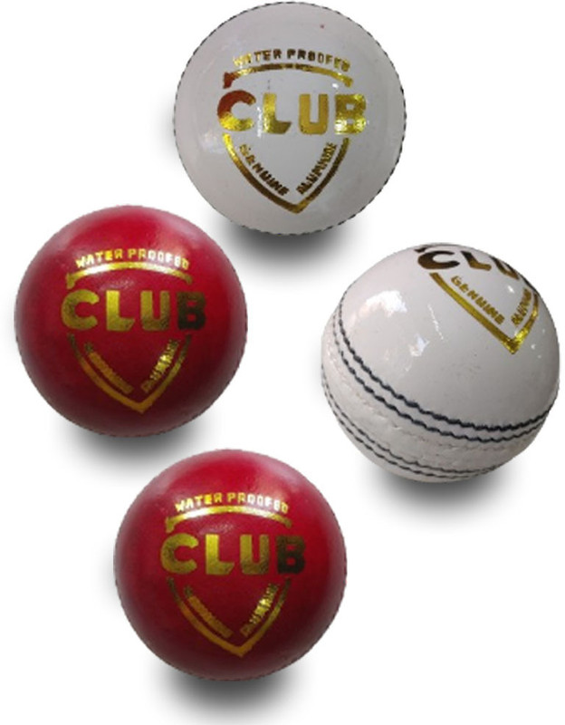 SHAKUNCREATION Club Leather Cricket Ball - Two Piece Match Cricket Practice Ball - Red/White Cricket Leather Ball(Standard, Pack of 1)