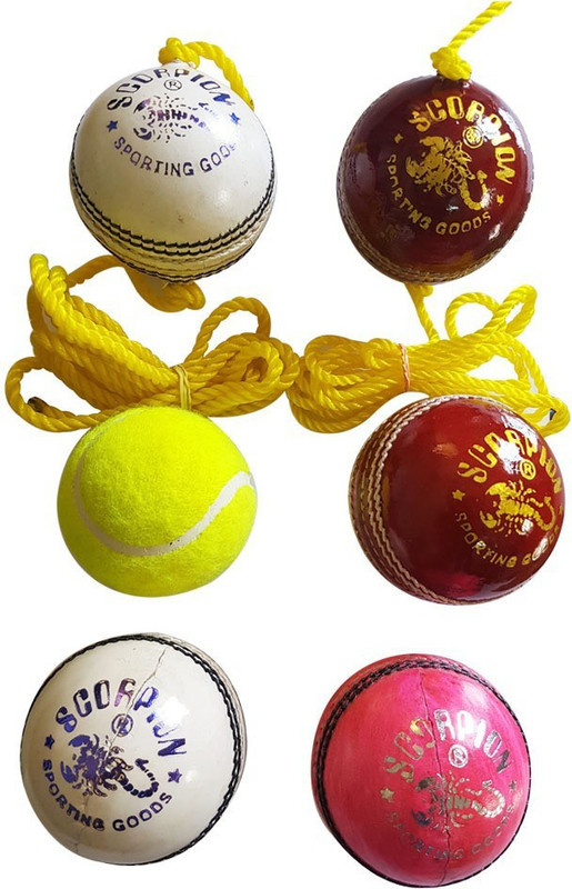 Scorpion Cricket Ball Pack of 5 Tennis Ball(Standard, Pack of 5, Red, White, Pink)