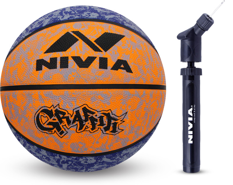 NIVIA GRAFFITI Basketball with Ball Pump (Size-7) Basketball - Size: 7(Standard, Pack of 2)