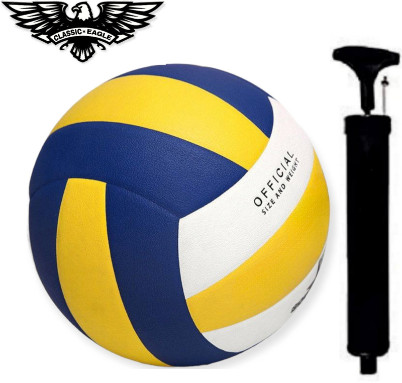 VISHWA Soft Rubber Volleyball Size-4 with Air pump Official size and weight (pack of 1) Volleyball - Size: 4(Standard, Pack of 1, Multicolor)