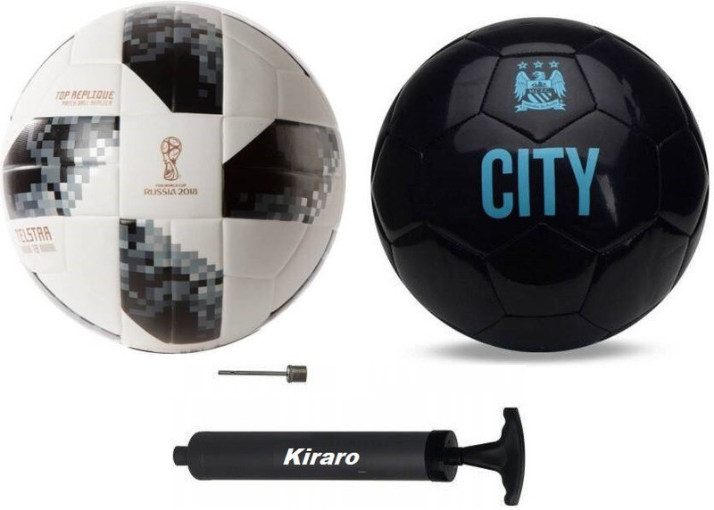 HOC Set of City & TelestarBlack Football With Air Pump Football - Size: 5(Standard, Pack of 3)