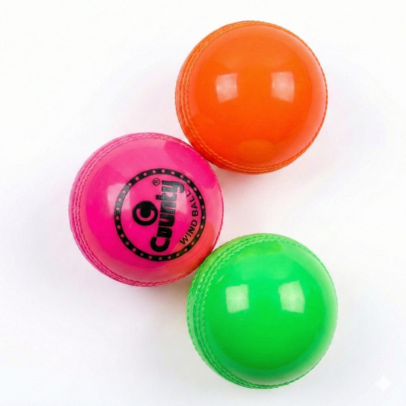 County Professional Rubber Wind Ball - Premium Practice Cricket Ball Cricket Synthetic Ball(Standard, Pack of 3, Multicolor)