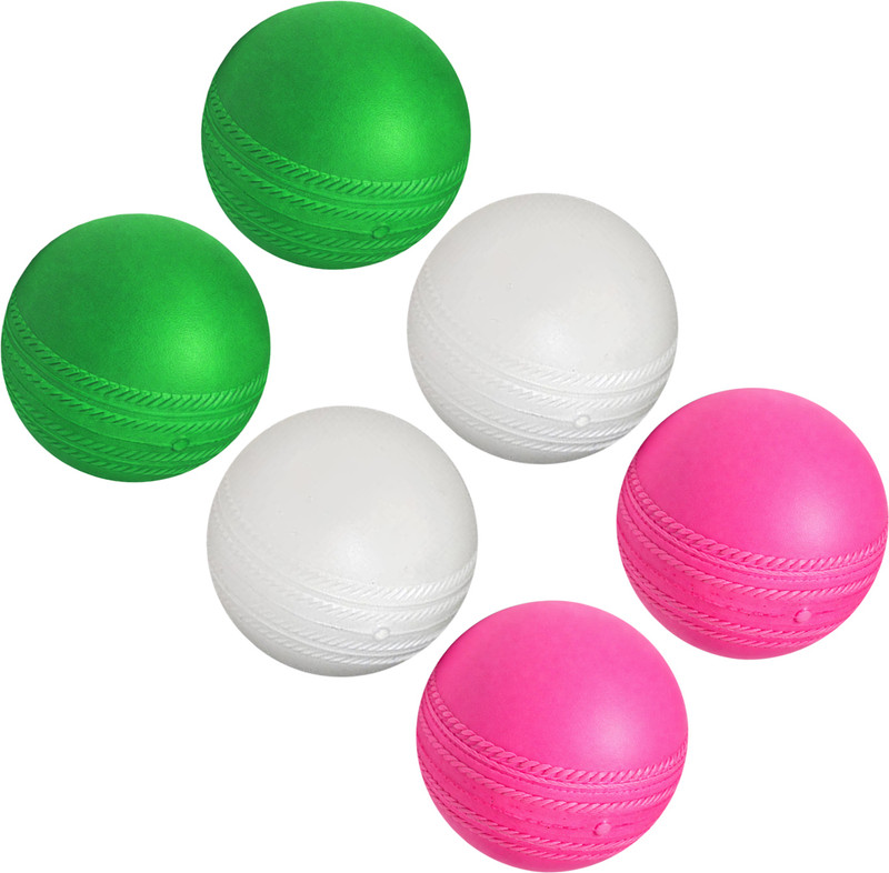 Tigon 50 gm Heavy Plastic Cricket Training White Balls for Indoor and Outdoor Cricket Training Ball(Standard, Pack of 6, White, Green, Pink)