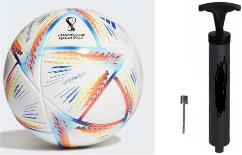 KRISHNA SPORTS Premium World cup Polyurethane Football with Pump, Size 5 Football - Size: 5(Standard, Pack of 3, White)
