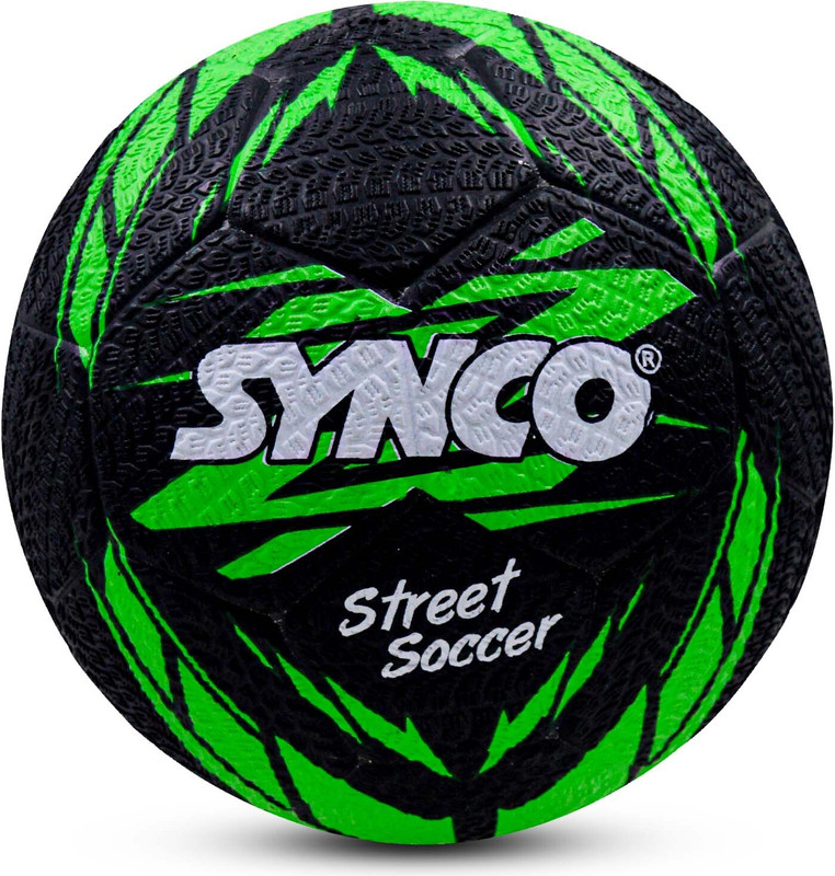 SYNCO Street Soccer Rubber Moulded Trainer Football - Size: 5(Standard, Pack of 1, Black)