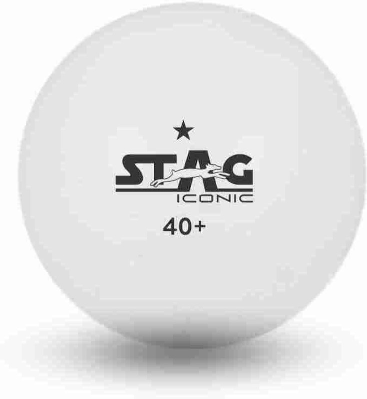 Stag iconic Seam Plastic | Advanced High Performance 40+mm Table Tennis Ball(Standard, Pack of 12, White)