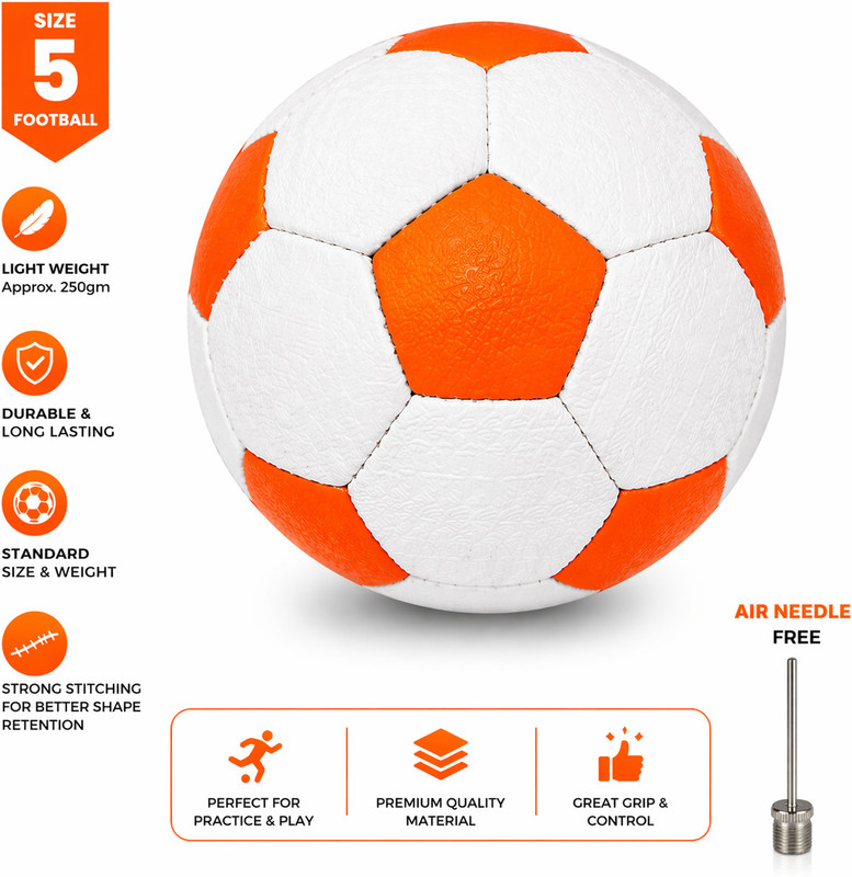 AKASH ENETRPRISES Training Football Size 5 (250gm) Football - Size: 5(Standard, Pack of 1, Orange, Multicolor, White)