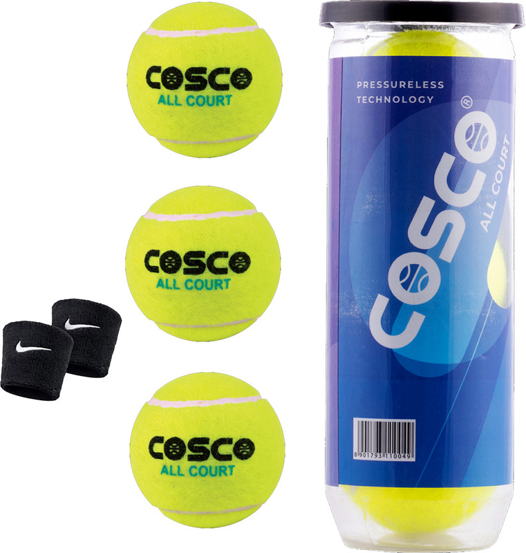 COSCO All Court Tennis Ball With Wrist Band Tennis Ball(Standard, Pack of 5)