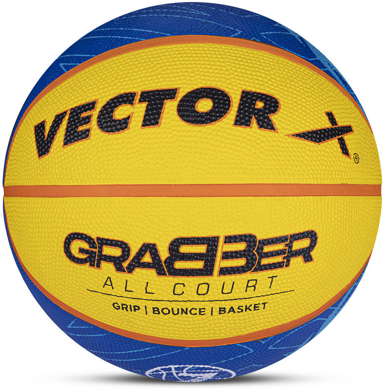 CR SPORT New-GRABBER Basketball - Size: 7(Standard, Pack of 1, Blue, Yellow, Orange)