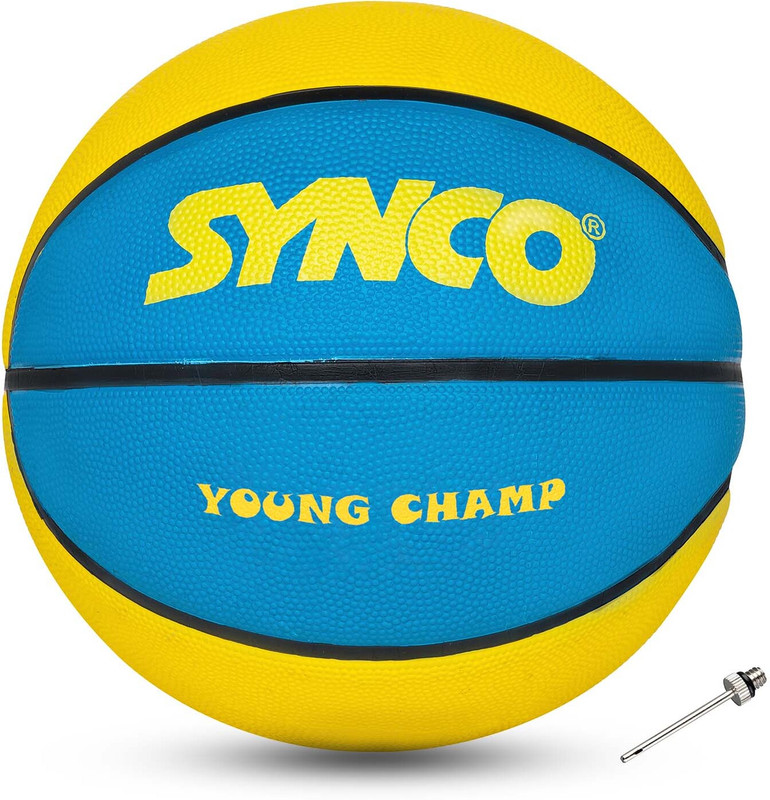 SYNCO Young Champ Series | for Kids age 4-8 years | Soft Rubberised | Green Black Basketball - Size: 3(Kids, Pack of 1)