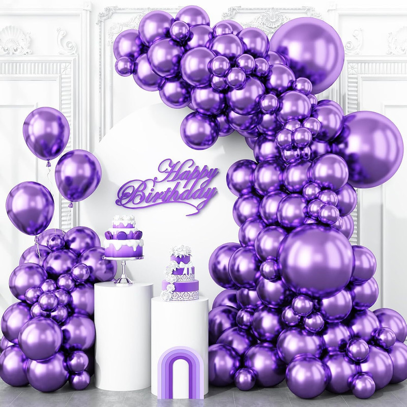 ANILOONS Solid Purple Chrome Balloon For Birthday Decoration. Balloon(Purple, Pack of 54)