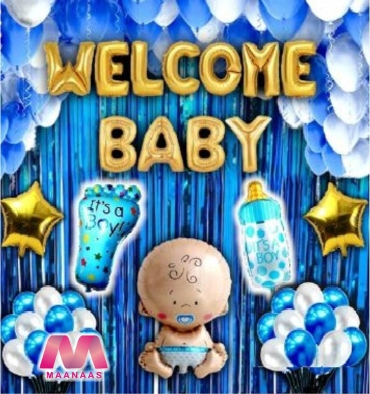 Balaji Solid Stylish Baby Arrival Welcome Party Home Decoration Kit 48 Pcs Balloon(Multicolor, Pack of 48)