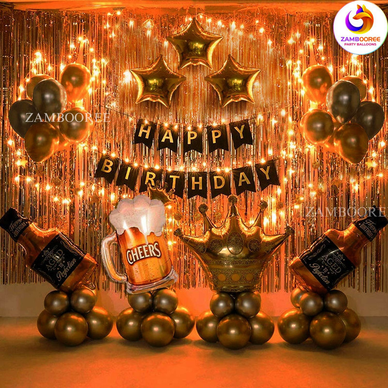 ZAMBOOREE Golden Birthday Decoration Kit Birthday / Decoration Items for Husband(Set of 42)