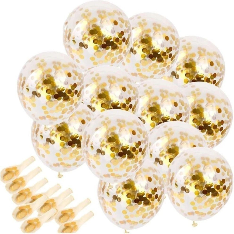 PopTheParty Solid Golden Confetti Balloons Birthday Decoration Items for Birthday Party Balloon Balloon(Gold, Pack of 10)