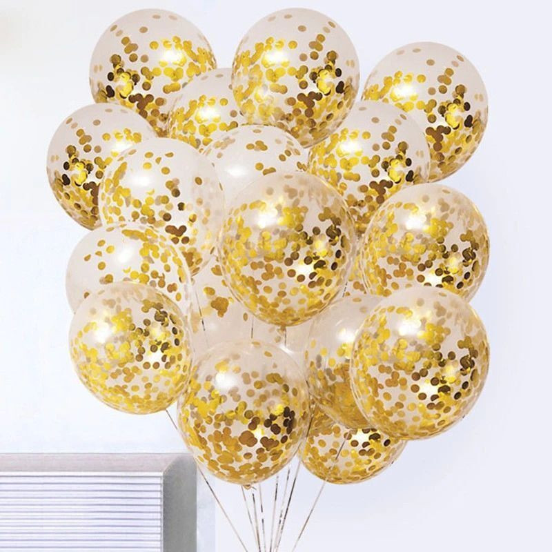 PARTY MIDLINKERZ Printed Golden Confetti Balloons for Decoration - 12Pcs For
 Golden Decorating Balloon Garland, Helium Balloons for Happy Birthday Decorations ,Baby Shower,Party Supplies, Anniversary, Bachelorette Bride To be,Pink Gold Blush Balloons Decor Kit For Girls,Women Birthday Decoration In