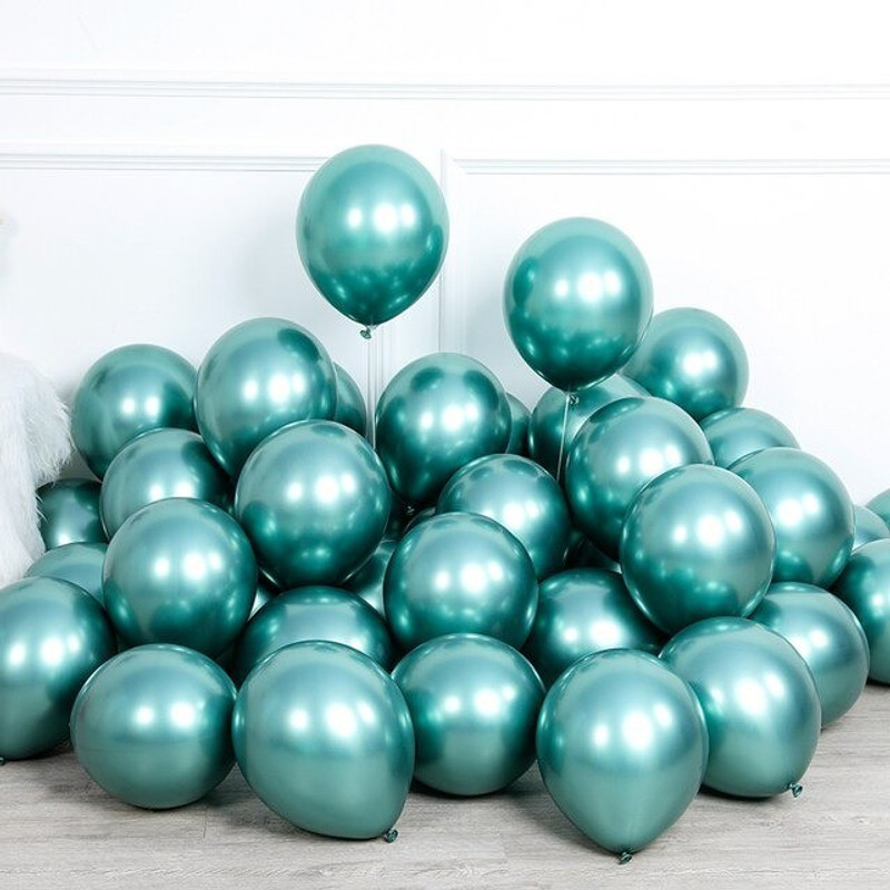 Elegant Lifestyle Solid HD Metallic Balloons Birthday Anniversary Christmas BabyShower House Party Decor Balloon(Green, Pack of 50)
