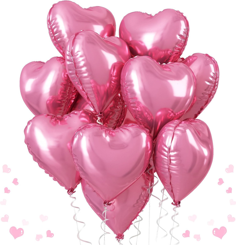 ZAMBOOREE Solid Love Theme Valentine Heart Balloon Decoration Balloon(Pink, Pack of 10)