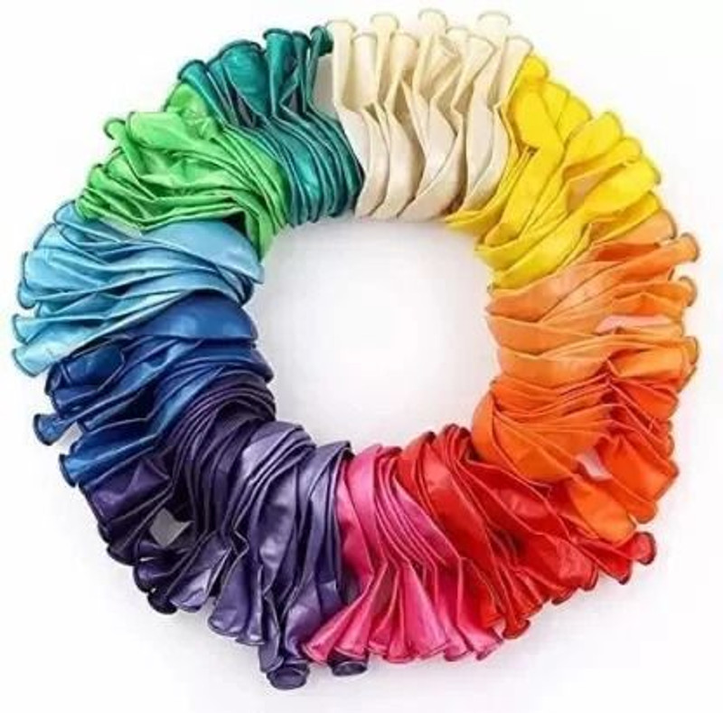 PARTY MIDLINKERZ Solid 100pcs Metallic Balloons for Birthday / Anniversary/Wedding Party Decoration Balloon(Multicolor, Pack of 100)