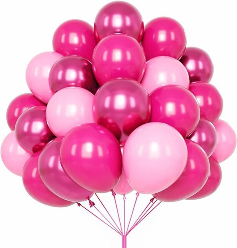 ANILOONS Solid Pink, Chrome & Pastel Balloons Garland Decoration Kit Balloon(Pink, Pack of 100)