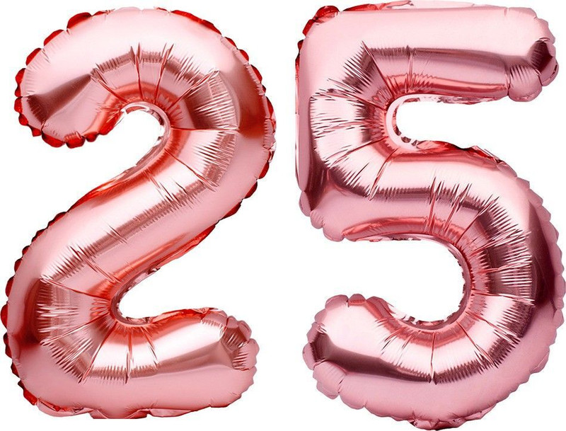 PARTY MIDLINKERZ Solid Birthday Numbers Solid Rosegold '25' Numerical Foil Balloon for Celebration Letter Balloon(Pink, Pack of 2)