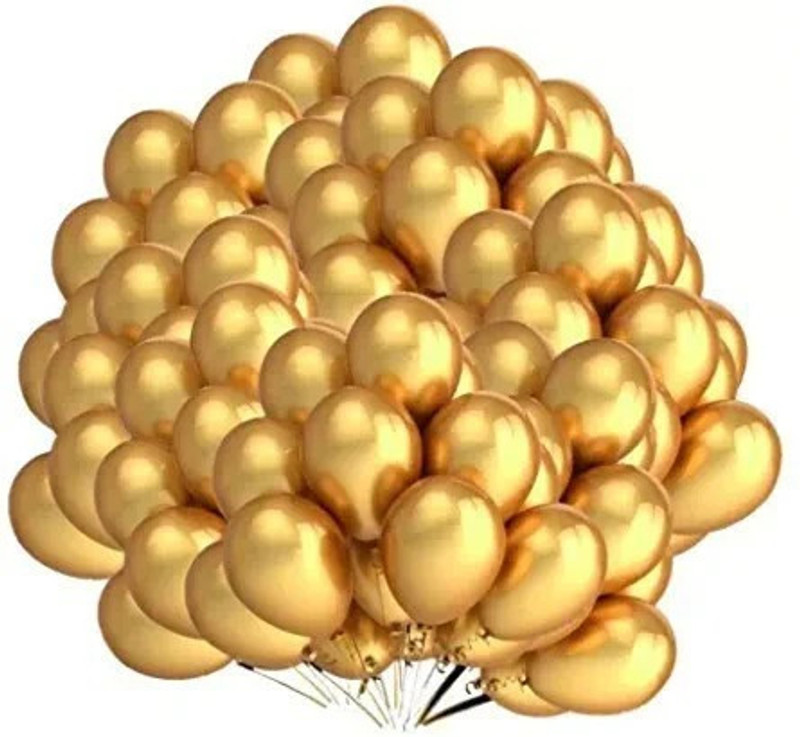 krido Solid Balloons Golden For Decoration Balloon(Gold, Pack of 50)