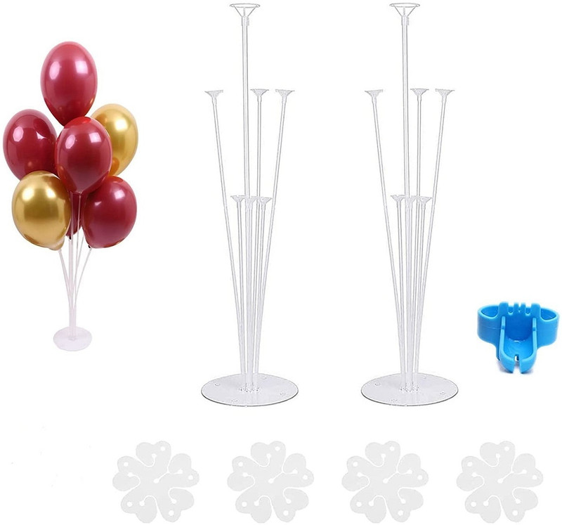 musbu Solid 2 Pcs balloon stand with balloon flower clip ,glue dot and balloon tying tool Balloon(White, Pack of 8)