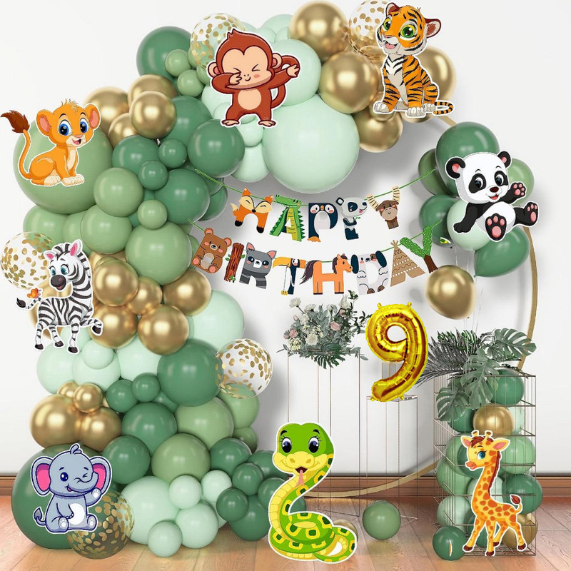 ANILOONS Jungle Safari Theme Birthday Party Decoration Set.(Set of 57)